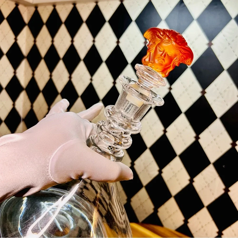 Versace Crystal Bottle‎ Stopper Rosenthal Amber Medusa Luxury Bar Accessories